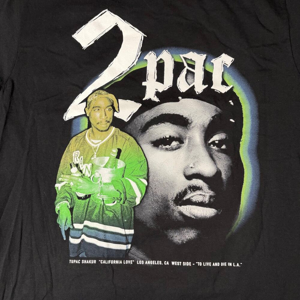 Tupac California Love Portrait Heavyweight‎ Black T-Shirt Men’s Sz Large New - Picture 2 of 4
